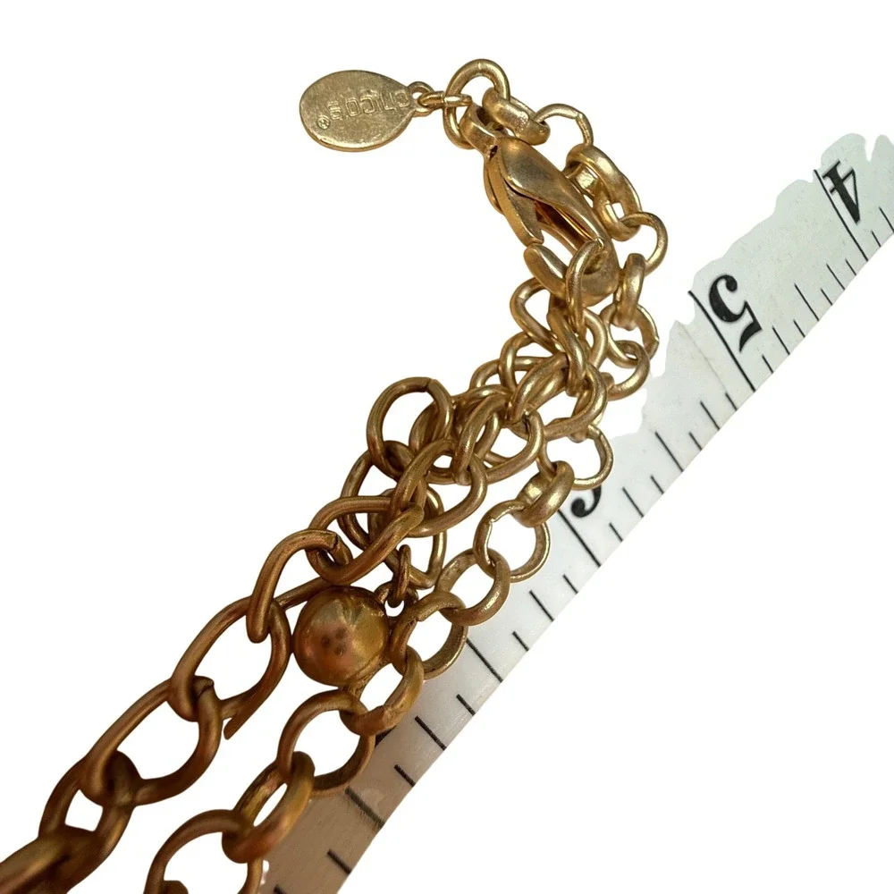 Chico's Stone Medallion Chain Belt Turquoise Purple Boho Western Statement - Picture 4 of 15